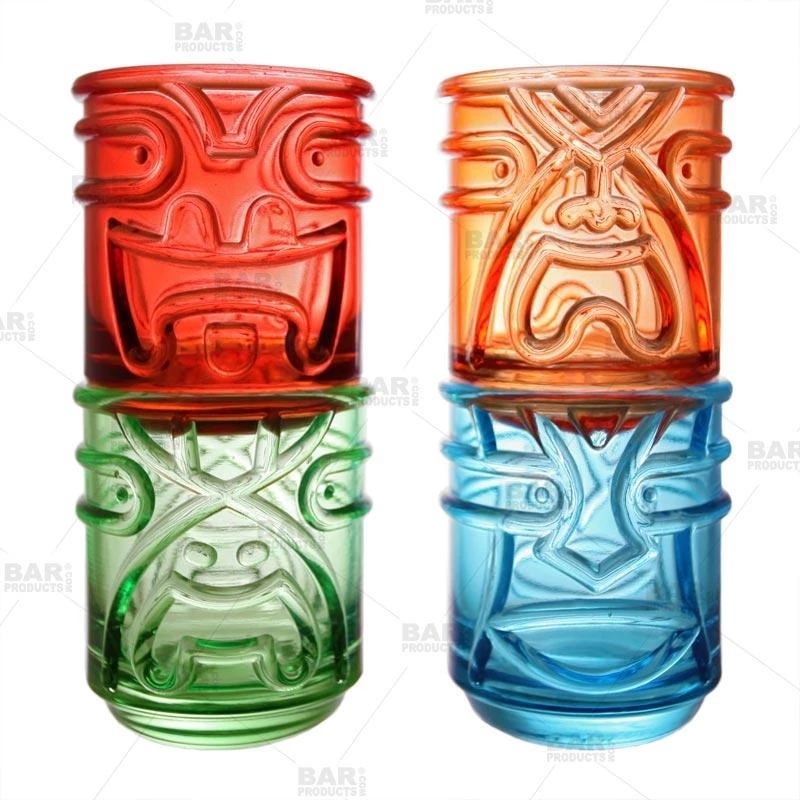 Cheap ❤️ Bars Colored Tiki Stacking Tumblers (12oz) - Set Of 4 🔔 3 Cheap ❤️ Bars Colored Tiki Stacking Tumblers (12oz) - Set Of 4 🔔