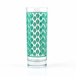 Cheap āļø Bars BarConicĀ® Dark Green Retro Leaves Pattern Highball Glass - 9.5 Oz ā