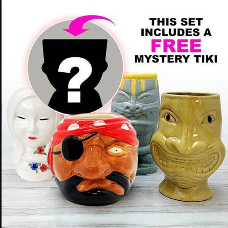 Budget ❤️ Bars Stranded Island Tiki Mug Drinkware Package - Set Of 4 + FREE Mystery Tiki ✨ 3 Budget ❤️ Bars Stranded Island Tiki Mug Drinkware Package - Set Of 4 + FREE Mystery Tiki ✨