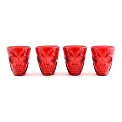 Wholesale 🌟 Bars Plastic Shot Glasses - Gothic Ruby Skull - 2 Ounce - 4 Pack ⌛