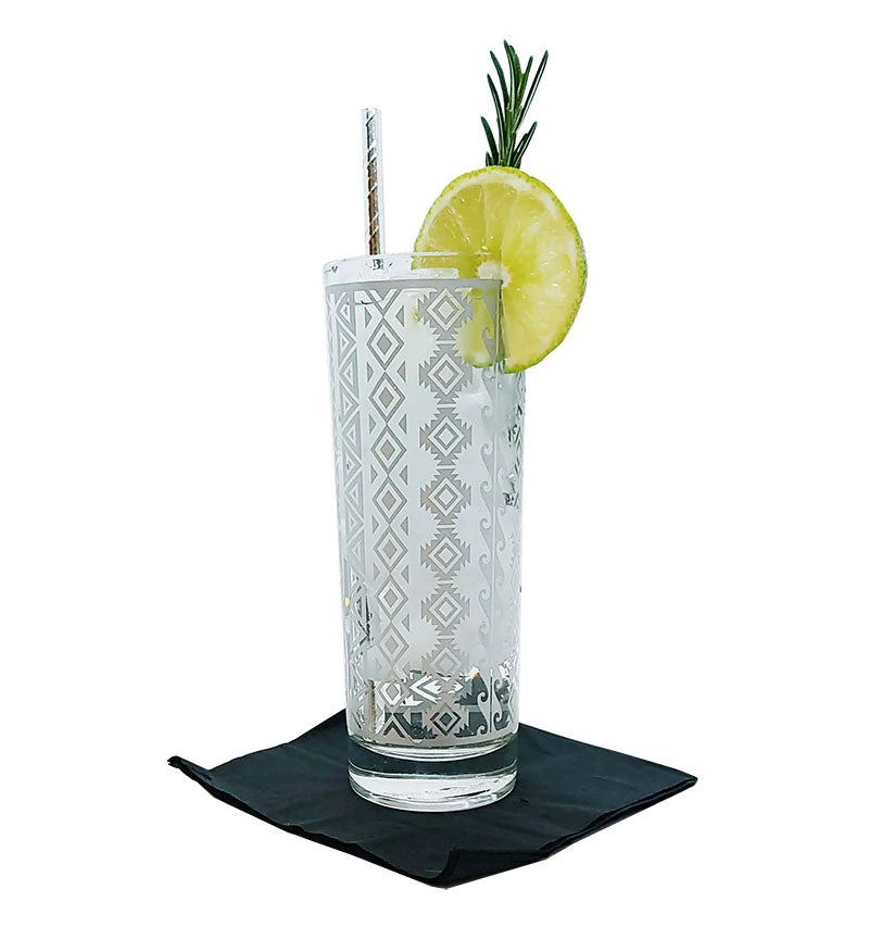 Budget 😀 Bars BarConic® Silver Aztec Highball Glass - 9.5oz 🥰 3 Budget 😀 Bars BarConic® Silver Aztec Highball Glass - 9.5oz 🥰