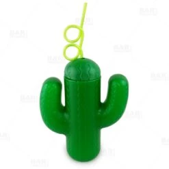 Buy 💯 Bars Green Plastic Cactus Drinking Cup W/ Twisty Straw And Lid - 20 Ounce 🌟