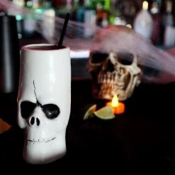 New 😍 Bars BarConic® Tiki Mugs – Bones – 12oz. 🤩 -BARS Sales Store ceramic bones tiki mug glass on bar 800x