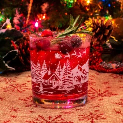 Deals 👍 Bars BarConic® Glassware - 🎅 Christmas Cabin - 10 Ounce 👍 -BARS Sales Store chirstmas glass scene1 800x
