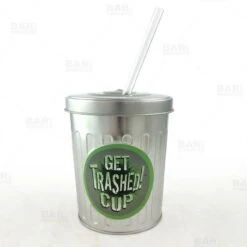 Outlet 🔥 Bars Metal Trash Can Drinking Cup W/ Straw And Lid - 30oz 🤩