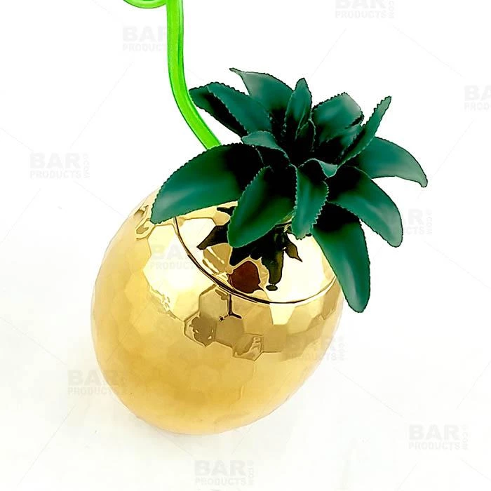 Promo β Bars Plastic Gold Pineapple Drinking Cup W/ Straw And Lid - 28oz π 6 Promo β Bars Plastic Gold Pineapple Drinking Cup W/ Straw And Lid - 28oz π - Image 4