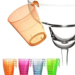 Wholesale ⌛ Bars Barconic® 2oz Assorted Plastic Shot Glass With Hook 🎉