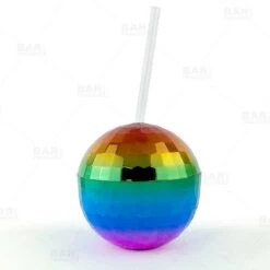 Top 10 🎉 Bars Plastic Rainbow Disco Ball Drinking Cup W/ Straw And Lid - 12 Oz ⌛
