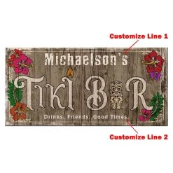 Coupon ✔️ Bars CUSTOMIZABLE Large Plank Sign - 11 3/4" X 23 3/4" - Tiki - Multiple Color Options ❤️ -BARS Sales Store sign wood 11x23 tiki white bg customize line 1 2 1000x1000 800x