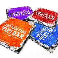Hot Sale 😀 Bars Tiki Themed CUSTOMIZABLE Rock Slate Coasters ✨