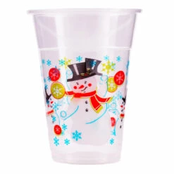 New 🧨 Bars 20 Ct Snowman Plastic Cups -16 Oz. ⭐