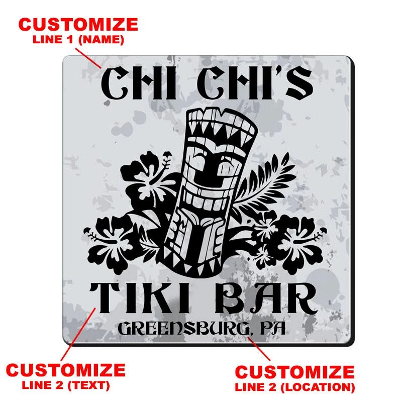 Cheap ๐ Bars CUSTOMIZABLE Coaster -Tiki Design - 3.5in Square Foam ๐ 4 Cheap ๐ Bars CUSTOMIZABLE Coaster -Tiki Design - 3.5in Square Foam ๐ - Image 2
