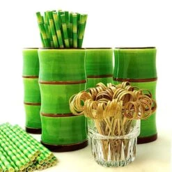 Best Sale 🔔 Bars Green Bamboo Tiki Mug Drinkware Set 💯