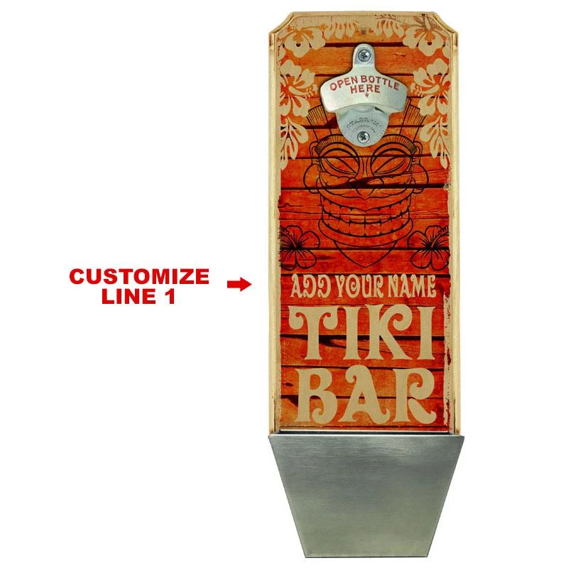 Promo ๐ Bars Add Your Name - Wall Mounted Wood Plaque Bottle Opener & Cap Catcher - Vintage Tiki Bar ๐คฉ 4 Promo ๐ Bars Add Your Name - Wall Mounted Wood Plaque Bottle Opener & Cap Catcher - Vintage Tiki Bar ๐คฉ - Image 2
