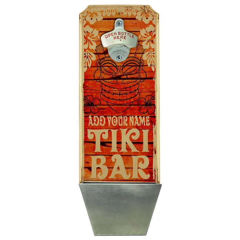 Promo ๐ Bars Add Your Name - Wall Mounted Wood Plaque Bottle Opener & Cap Catcher - Vintage Tiki Bar ๐คฉ 3 Promo ๐ Bars Add Your Name - Wall Mounted Wood Plaque Bottle Opener & Cap Catcher - Vintage Tiki Bar ๐คฉ