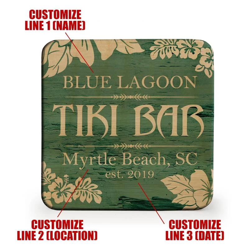 Flash Sale ๐ Bars Customizable Wooden Square Coasters - Tiki Theme - Set Of 4 ๐ 5 Flash Sale ๐ Bars Customizable Wooden Square Coasters - Tiki Theme - Set Of 4 ๐ - Image 3
